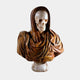 The Memento Mori Skull Marble Bust Sculpture - 90cm by Giant Sculptures features a finely detailed human skeleton in a hooded robe, making it a striking decorative art piece against a plain white background.