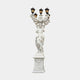 Classical Lady Five-Arm Lamp Marble Sculpture 300cm by Giant Sculptures, draped woman holding five lanterns aloft, on a carved pedestal against plain background.