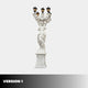 Classical Lady Five-Arm Lamp Marble Sculpture 300cm by Giant Sculptures, draped woman holding five lit lanterns above her head on a carved pedestal.