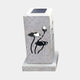 Giant Sculptures Japanese Stone Garden Lantern 50cm in grey granite with carved lotus flower cut-outs and a solar panel top, shown on a plain background.