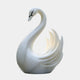 The Elegant Swan White Marble Outdoor Sculpture by Giant Sculptures, measuring 100cm, features a smooth white finish with stylized features and delicate lines.