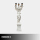 Classical Lady Five-Arm Lamp Marble Sculpture 300cm by Giant Sculptures, draped female figure raising five lantern arms above her head on a carved pedestal.