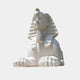 Egyptian Sphinx Marble Sculpture 110cm by Giant Sculptures, front view of the white marble seated sphinx with nemes headdress and paws forward, plain background.