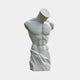 Male Marble Torso Sculpture (Draped Hips) - 100cm by Giant Sculptures, a headless white marble figure with defined musculature and draped hips on a plain background.