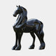 The Sculpted Horse Black Marble Outdoor Sculpture by Giant Sculptures stands 200cm tall, featuring a glossy black finish and rounded contours for a modern, abstract appearance.