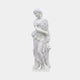Goddess of the Harvest 180cm marble sculpture by Giant Sculptures, depicting a robed female figure cradling a sheaf of wheat beside a carved lion head support.