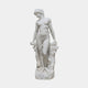 Venus Italica 120cm white marble sculpture by Giant Sculptures, depicting a draped female figure in a modest pose leaning against a plinth, on a plain background.