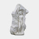 Classical Female Figure Marble Sculpture 120cm by Giant Sculptures, a nude woman with flowing hair raising one arm, carved into rough-hewn white marble.