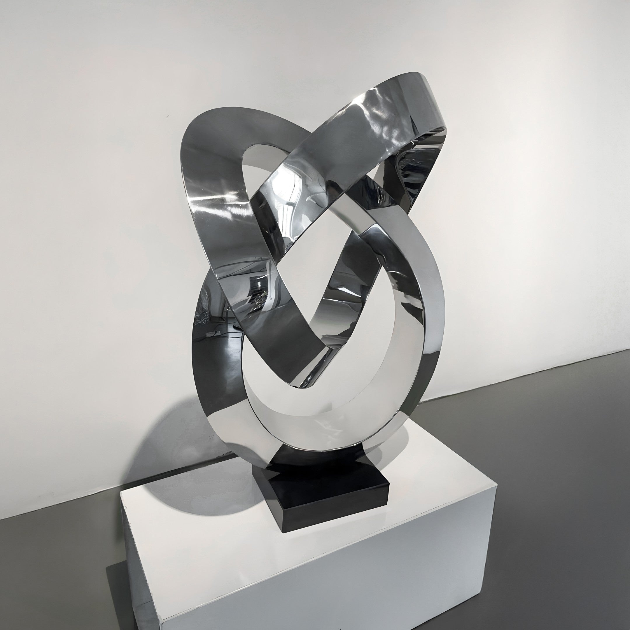 Boundless Silver Abstract Steel Sculpture - 88cm