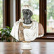 The Giant Sculptures Moorish Turban Marble Bust Sculpture (75cm) features a detailed figure in a headscarf and draped attire, set on a table by large windows with lush greenery—a striking example of Baroque decorative art.