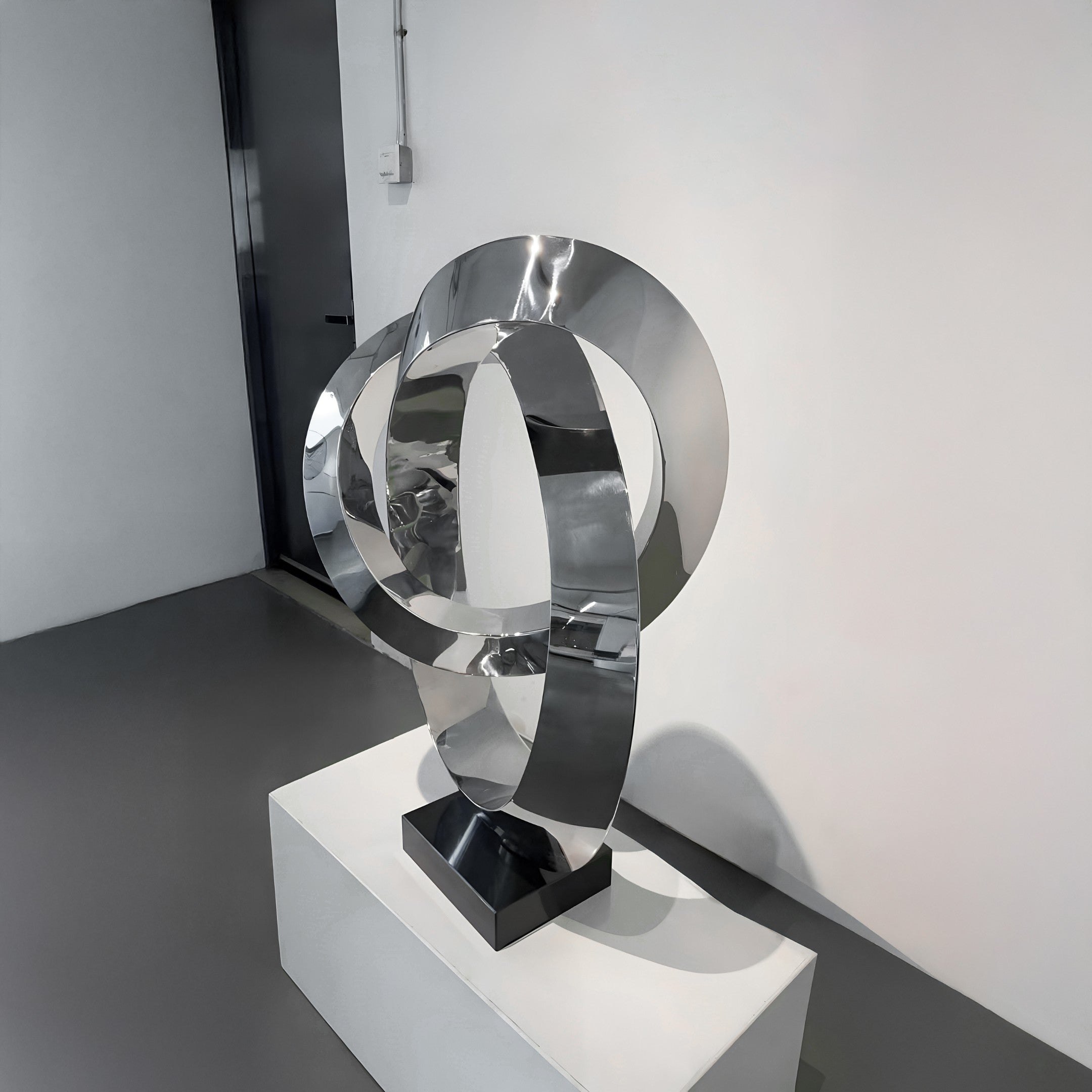 Boundless Silver Abstract Steel Sculpture - 88cm
