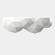 A functional décor piece, the White Geometric Cloud 3D Wall Shelf by Giant Sculptures features an angular, polygon-inspired design and is mounted against a plain light gray background.