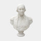 The George Washington Marble Bust Sculpture (75cm) by Giant Sculptures depicts a neoclassical portrait of the man in historical military attire with buttons and epaulettes, shown chest up against a plain light background.