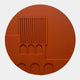 Arcuza Terracotta I Wood Carving Sandstone 3D Wall Art by Giant Sculptures, a round piece with carved vertical fluted slats and recessed archways in matte terracotta.