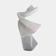 Abstract Twisted Form Marble Sculpture 80cm by Giant Sculptures, a white marble spiral with rotating faceted planes rising upward, shown on a plain background.