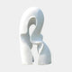 Abstract Intertwined Forms Marble Sculpture by Giant Sculptures, 80cm, with two looping white marble forms arching and twisting around each other on a plain background.