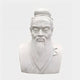 The Giant Sculptures Chinese Scholar Marble Bust Sculpture - 50cm features an elderly man with a long beard, mustache, traditional robes, and topknot, capturing the dignified presence of a scholar against a simple light background.