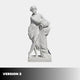 Dancing Couple Marble Sculpture by Giant Sculptures, 160cm, showing a draped female figure leaning on a draped column with one leg crossed, on a plain background.