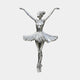 The Grace Silver Ballet Steel Sculpture by Giant Sculptures stands 180cm tall, depicting a ballerina en pointe with raised arms and a flared tutu in a shiny, polished metallic finish against a plain white background.