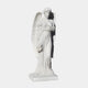 The Tender Heart Angel Marble Outdoor Sculpture from Giant Sculptures captures a serene angel with large wings at 200cm, draped in flowing robes and holding flowers. This white piece is crafted to detail each fold, making it an ideal tranquil centerpiece for any garden.