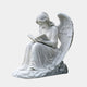 Giant Sculptures Reflective Reading Angel Marble Outdoor Sculpture (120cm) is crafted from premium white marble, depicting a serene long-haired angel on a stone-like base. Ideal for gardens or memorials, it radiates peace and contemplation.