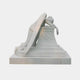 The Weeping Angel Marble Outdoor Sculpture by Giant Sculptures is a 150cm masterpiece featuring a white marble angel with wings draped over a tomb, head resting on folded arms, and a flowing gown cascading to one side, evoking mourning and perfect as a Garden Memorial Centerpiece.