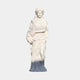 Spring Maiden Marble Sculpture by Giant Sculptures, 160cm white marble figure in flowing robes holding a cluster of fruit and grapes, shown on a plain background.