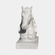 The Graceful Horse Head White Marble Outdoor Sculpture (60cm) by Giant Sculptures features a flowing mane and strong neck on a rectangular base, making it an elegant equestrian accent for any space.