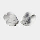 Swirl-Fin Angel Fish I Marble Outdoor Sculpture - 40cm by Giant Sculptures features two marble-like fish with sleek, curved lines that capture the essence of an elegant aquatic-themed design against a plain white background.