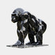 The Midnight Gorilla Marble Outdoor Sculpture by Giant Sculptures is a lifelike 120cm piece made from Black Dali Marble with white veining. Its polished surface on a marble base reflects light, enhancing its detailed design and striking walking posture.