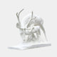 The Nurturing Deer Marble Outdoor Sculpture by Giant Sculptures, standing at 160cm, depicts an adult deer gently touching noses with its fawn. This elegant piece, set on a rectangular base against a light grey background, is perfect for enhancing any garden art collection.