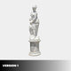 Female Figure Pedestal Marble Sculpture by Giant Sculptures shown in version 1, with a draped woman holding a vessel atop a cylindrical marble pedestal.
