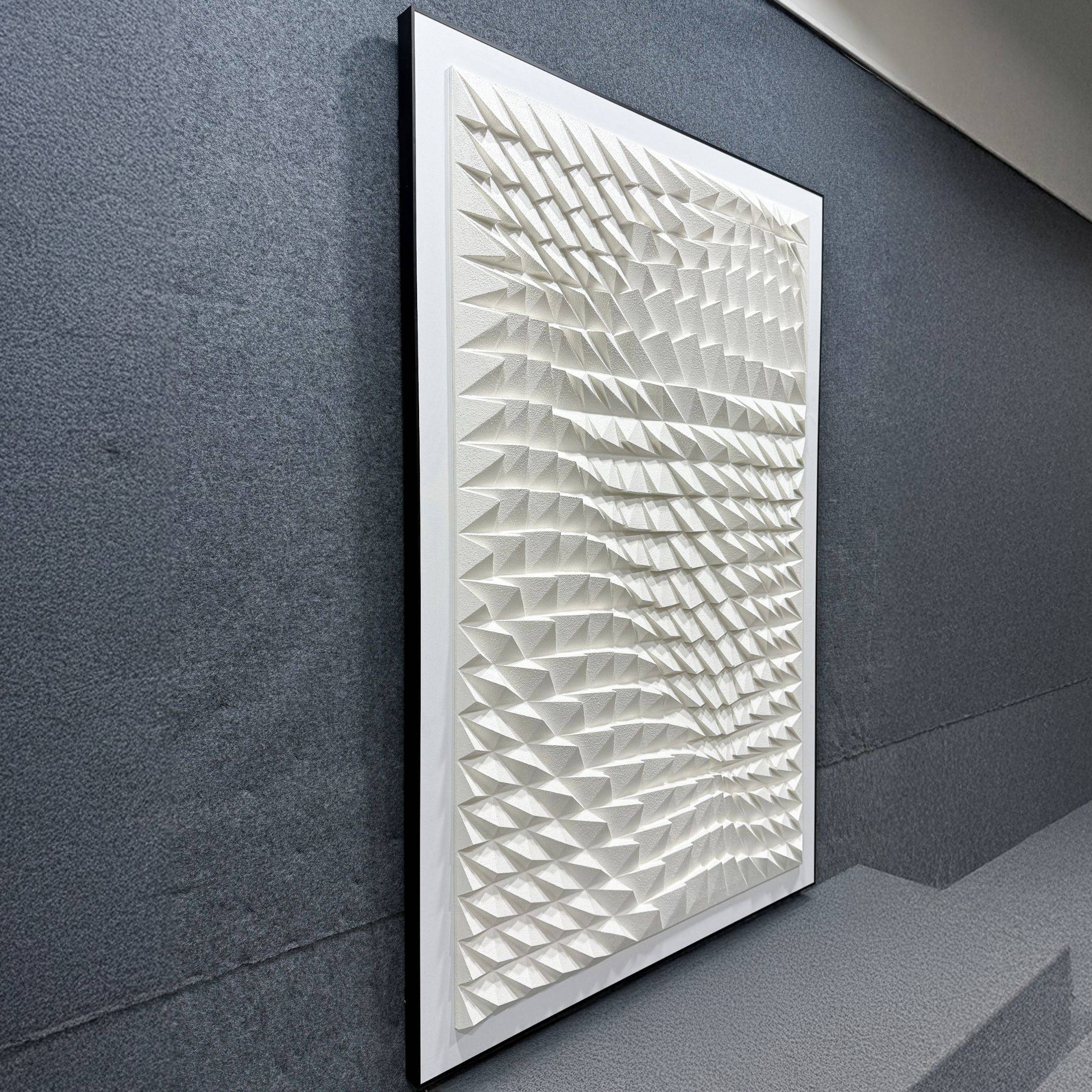 Elorium White Weave Hand-Painted Wood Relief 3D Wall Art