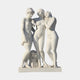 The Three Graces Marble Sculpture 100cm by Giant Sculptures, three nude female figures embracing beside a carved plinth, shown front-on against a plain background.