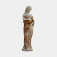 Caryatid Column Marble Sculpture 160cm by Giant Sculptures, depicting a draped female figure in cream and rust-toned marble holding a bouquet of orange roses.