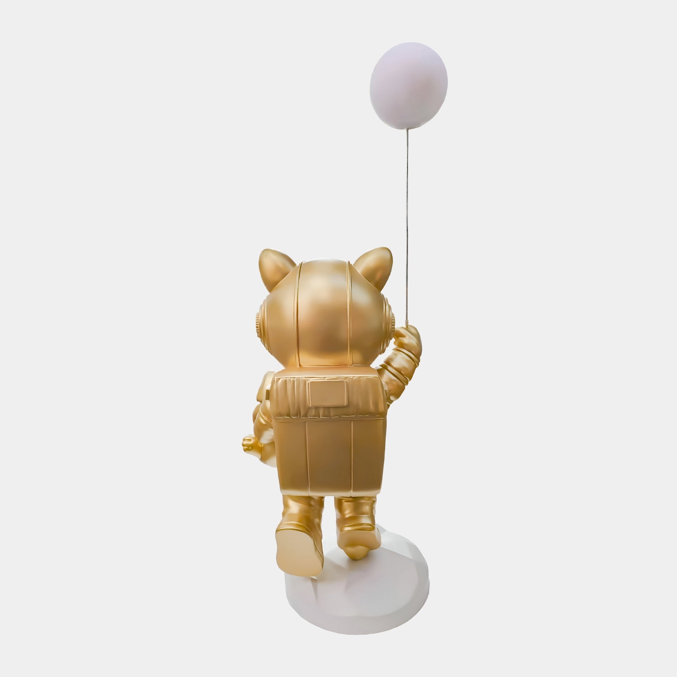 Gilded Gold Astronaut Kitty Pup Glow Balloon Sculpture - 110cm