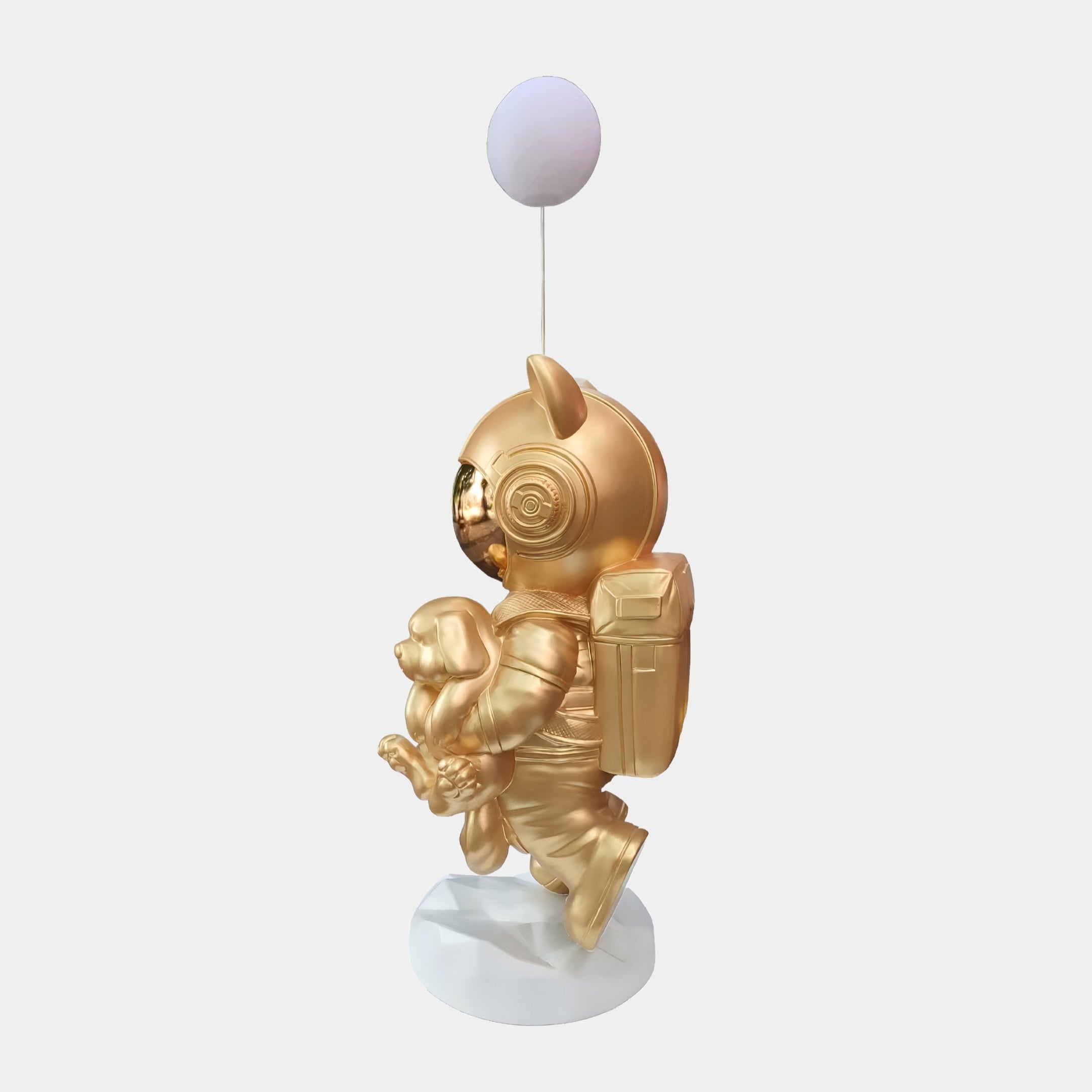Gilded Gold Astronaut Kitty Pup Glow Balloon Sculpture - 110cm