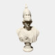 Athena Marble Bust Sculpture – 75cm by Giant Sculptures, featuring a crested Corinthian helmet with relief-decorated breastplate in natural white marble on a round pedestal base, plain light background.