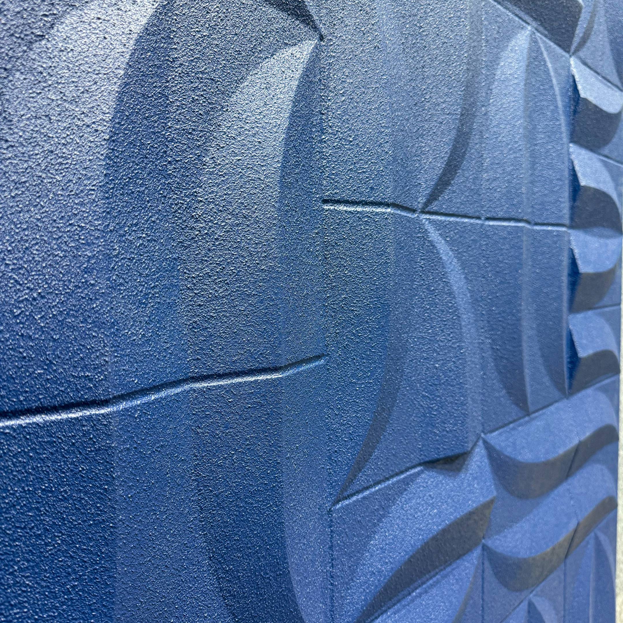 Ombra Blue Hand-Painted Sandstone 3D Wood Relief Wall Art