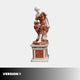 Giant Sculptures' 205cm Seated Woman with Wreath polychrome marble sculpture in red-veined and white marble, shown on its matching architectural pedestal.