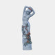 Standing Woman with Roses Marble Sculpture by Giant Sculptures, 160cm nude figure with arms raised, terracotta roses in hair and climbing the base, on white.
