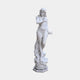 Standing Maiden Marble Sculpture 160cm by Giant Sculptures, draped white marble figure with flowing robes on an octagonal base against a plain grey background.