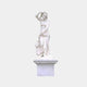 Four Seasons Group Marble Statue 220cm by Giant Sculptures, white marble female figure with raised arm and draped lower body on a marble pedestal.
