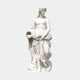 Goddess with Cornucopia 180cm white marble sculpture by Giant Sculptures, crowned figure in semi-draped pose holding a cornucopia, shown on a plain grey background.