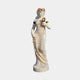 Goddess of Harvest Marble Sculpture by Giant Sculptures, 160cm female figure in flowing drapery with a rose crown and bouquet, shown on a plain background.