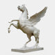 The Majestic Pegasus Marble Outdoor Sculpture by Giant Sculptures stands 200cm tall, depicting a winged horse in a dynamic, upward pose against a plain background.