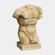 The Classical Male Marble Torso Sculpture - 80cm by Giant Sculptures features a headless, armless male torso in light beige marble on a rectangular base, showcasing detailed anatomy and classical style.