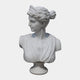 The Diana Marble Bust Sculpture (65cm) by Giant Sculptures features a woman with wavy hair pulled back and draped attire, gazing left. Its detailed classical design captures timeless femininity against a plain background.