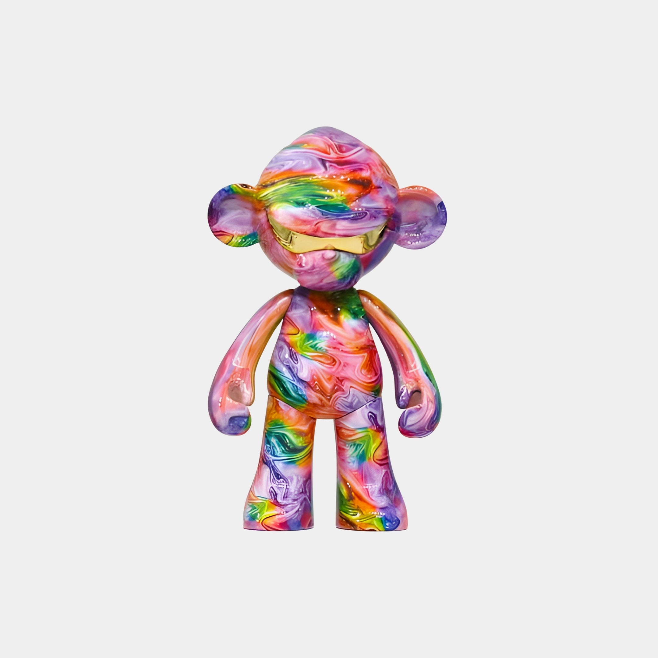 The Neon Splash Monkey Figure - 35cm by Giant Sculptures is a collectible with a monkey-like shape and vibrant marbled pattern, shown upright against a plain white background.