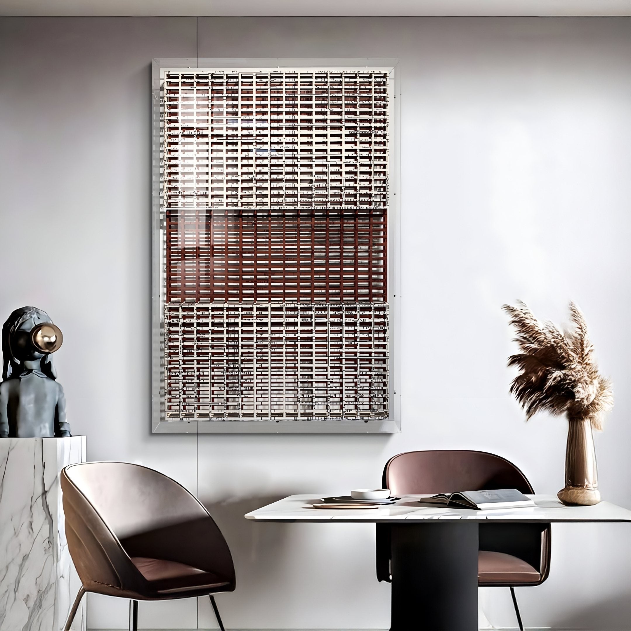 Artisana Natural Brown & Beige Grid 3D Paper Wall Art